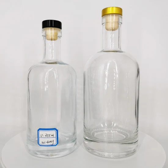 500ml 750ml Crystal Glass Round Vodka Brandy Whiskey Bottle for Liquor Packaging