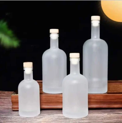 100ml 200ml 375ml 500ml 750ml 1000ml Clear/Frosted Glass Vodka Bottles Brandy Liquor Glass Bottles with Cork